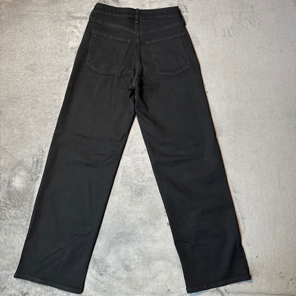 Wide Leg Jeans High Rise Black Denim Size 2 Old Navy - Picture 9 of 10
